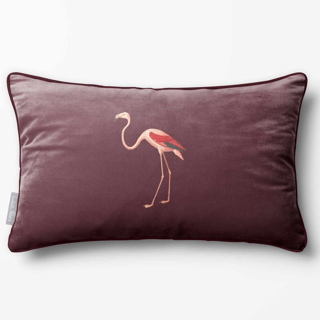 Flamingo | Sustainable Velvet Rectangle Cushion - Italian Grape 50 x 30 cm Piped by Izabela Peters