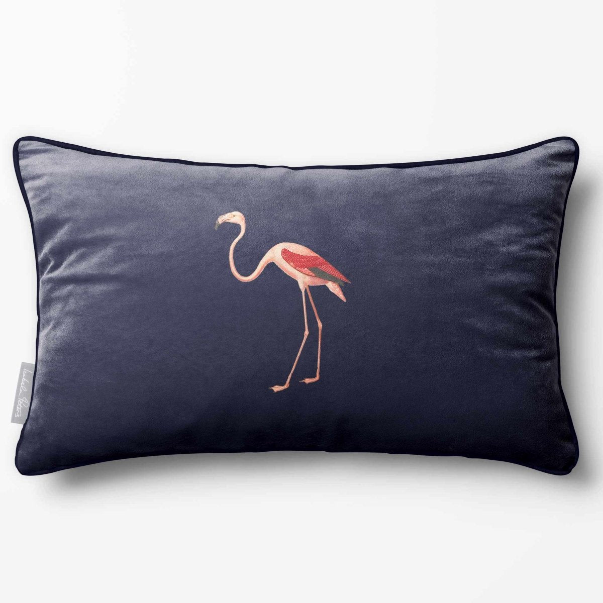 Flamingo | Sustainable Velvet Rectangle Cushion - Graphite 50 x 30 cm Piped by Izabela Peters