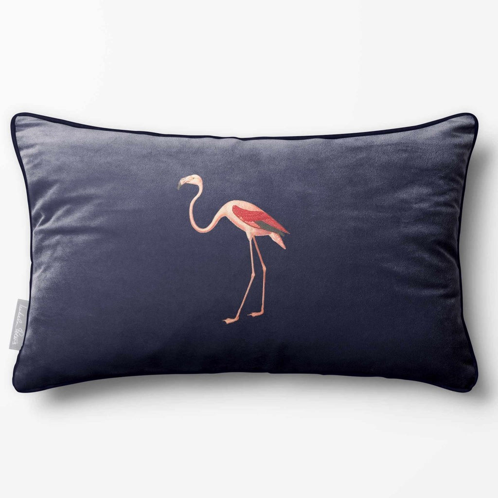 Flamingo | Sustainable Velvet Rectangle Cushion - Graphite 50 x 30 cm Piped by Izabela Peters