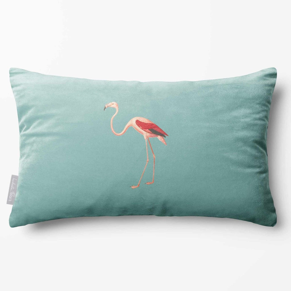 Flamingo | Sustainable Velvet Rectangle Cushion - Blue Surf 50 x 30 cm Standard by Izabela Peters
