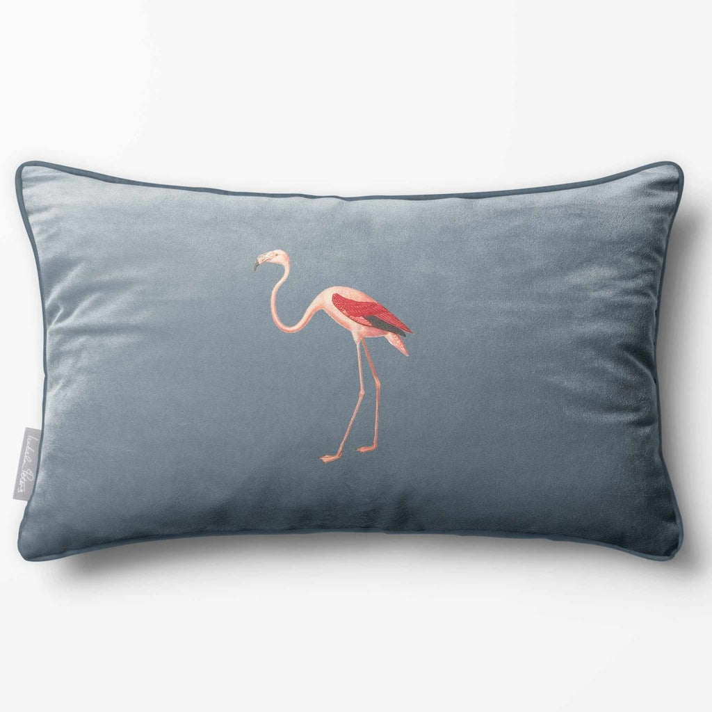 Flamingo | Sustainable Velvet Rectangle Cushion - French Grey 50 x 30 cm Piped by Izabela Peters