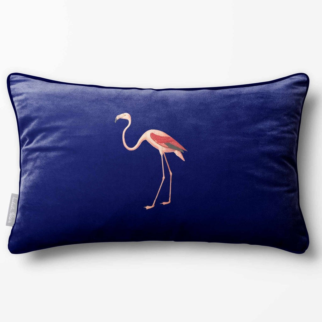 Flamingo | Sustainable Velvet Rectangle Cushion - Midnight 50 x 30 cm Piped by Izabela Peters