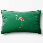 Flamingo | Sustainable Velvet Rectangle Cushion - Emerald Green 50 x 30 cm Piped by Izabela Peters