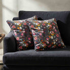 Floral Dream | Sustainable Velvet Cushion - Graphite 40 x 40 cm Standard by Izabela Peters