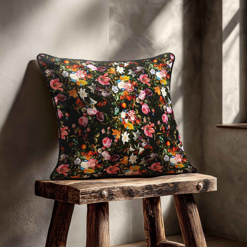 Floral Dream | Sustainable Velvet Cushion - Charcoal 40 x 40 cm Standard by Izabela Peters