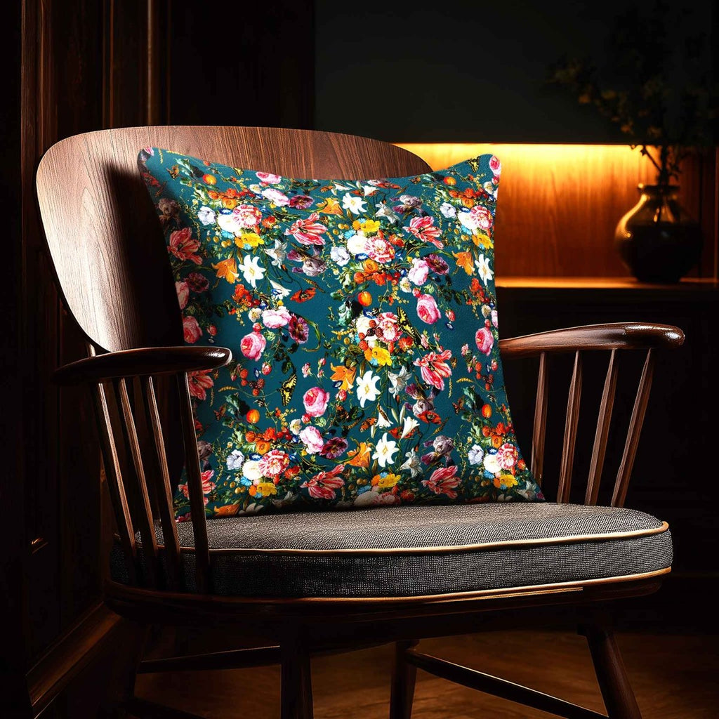 Floral Dream | Sustainable Velvet Cushion - Teal 40 x 40 cm Standard by Izabela Peters