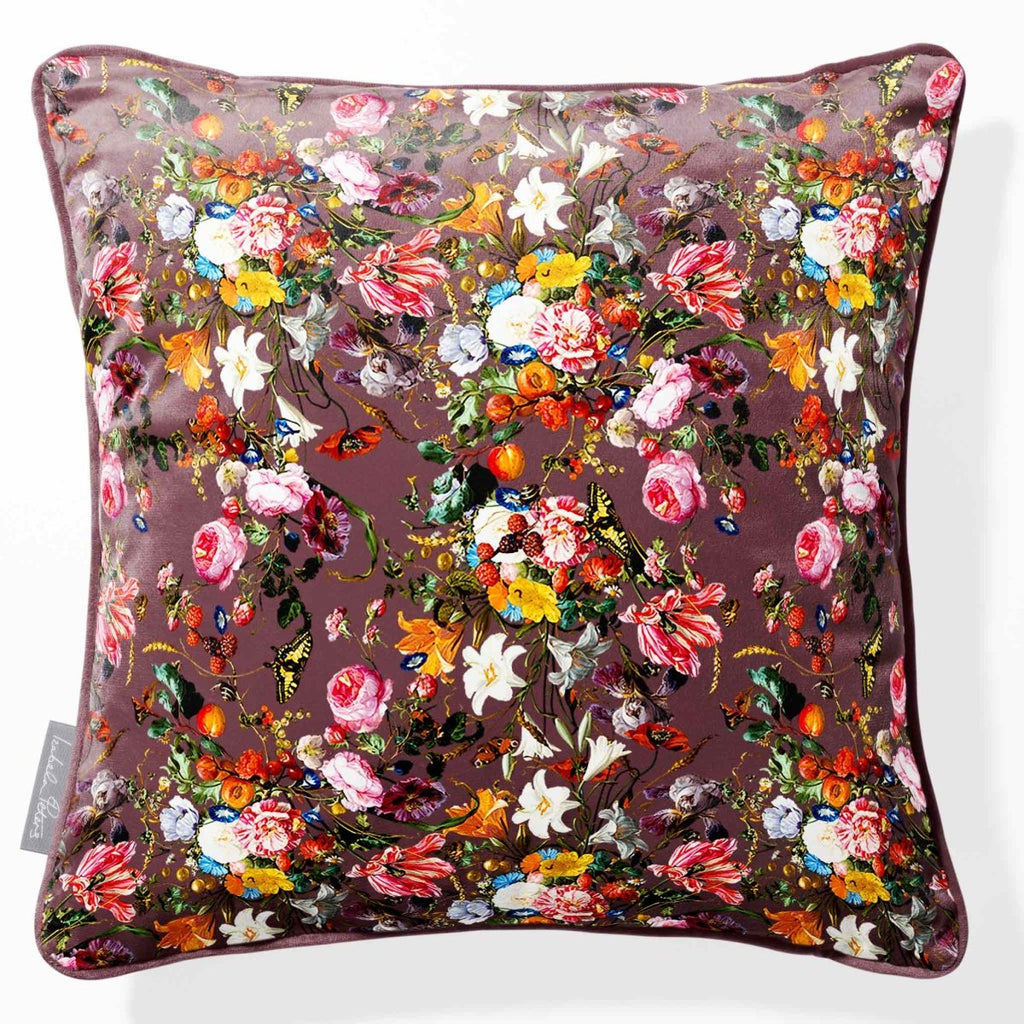 Floral Dream | Sustainable Velvet Cushion - Italian Grape 40 x 40 cm Piped by Izabela Peters