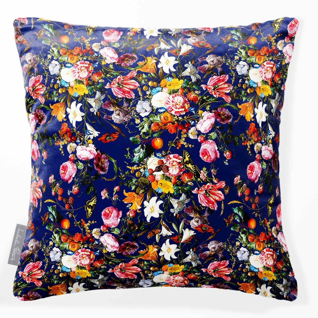 Floral Dream | Sustainable Velvet Cushion - Midnight 40 x 40 cm Smooth by Izabela Peters