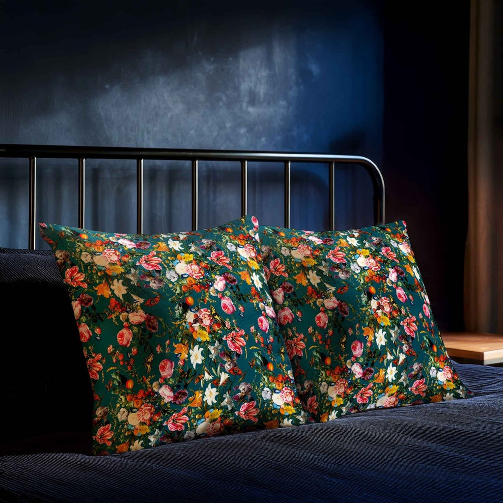 Floral Dream | Sustainable Velvet Cushion - Teal 40 x 40 cm Standard by Izabela Peters