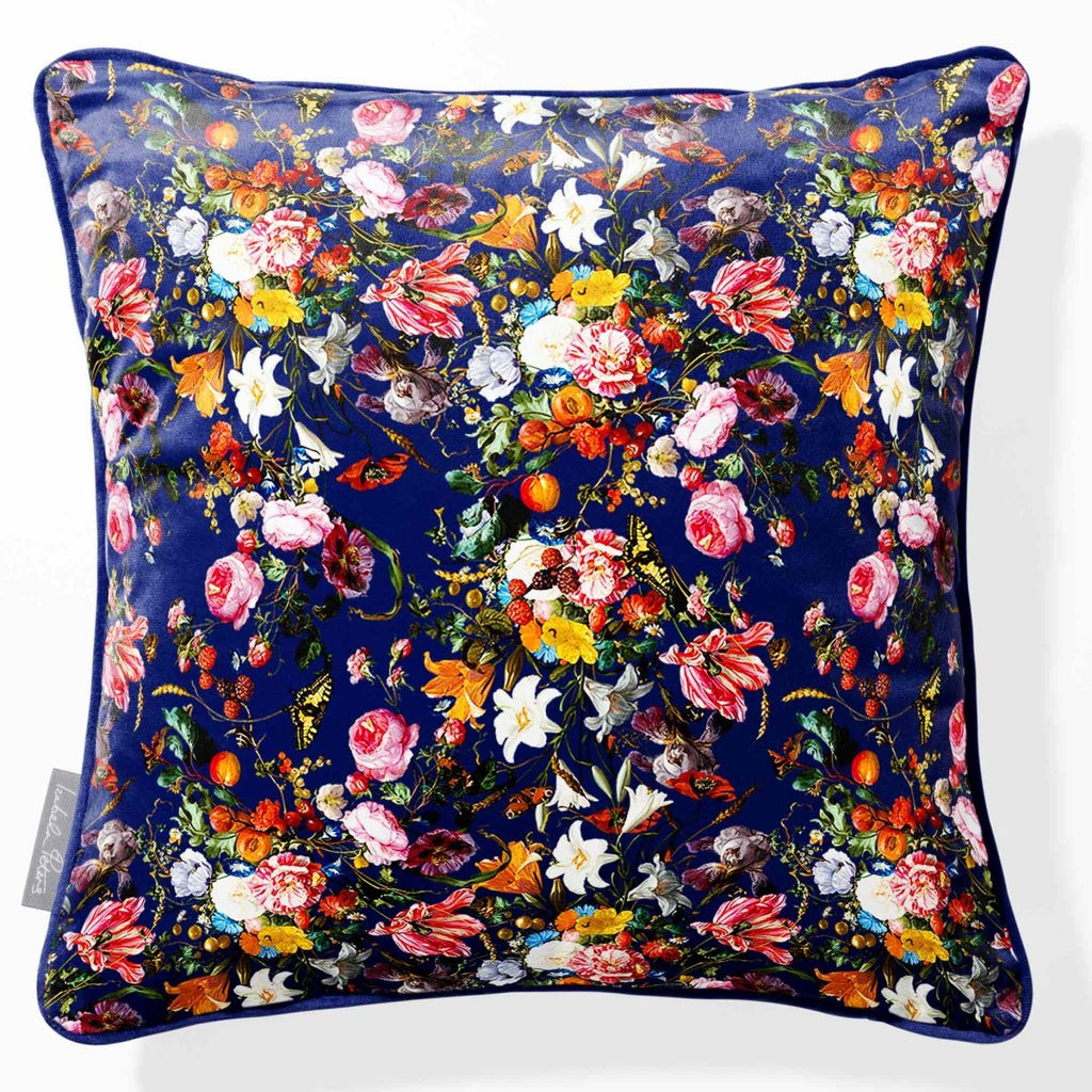 Floral Dream | Sustainable Velvet Cushion - Midnight 40 x 40 cm Piped by Izabela Peters