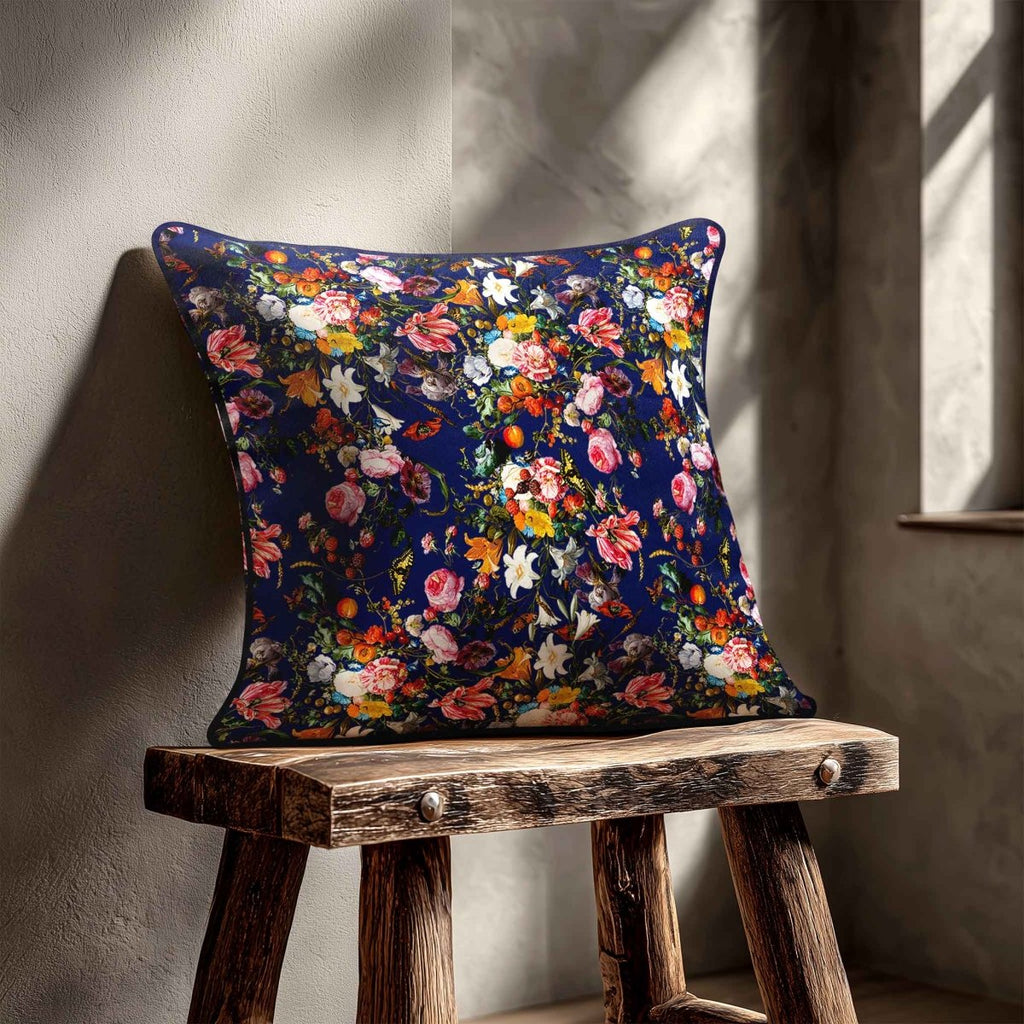 Floral Dream | Sustainable Velvet Cushion - Midnight 40 x 40 cm Standard by Izabela Peters
