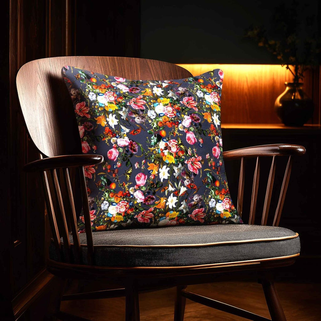 Floral Dream | Sustainable Velvet Cushion - Graphite 40 x 40 cm Standard by Izabela Peters