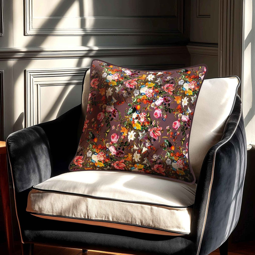 Floral Dream | Sustainable Velvet Cushion - Italian Grape 40 x 40 cm Standard by Izabela Peters