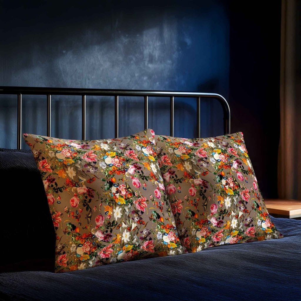 Floral Dream | Sustainable Velvet Cushion - Dovedale Stone 40 x 40 cm Standard by Izabela Peters