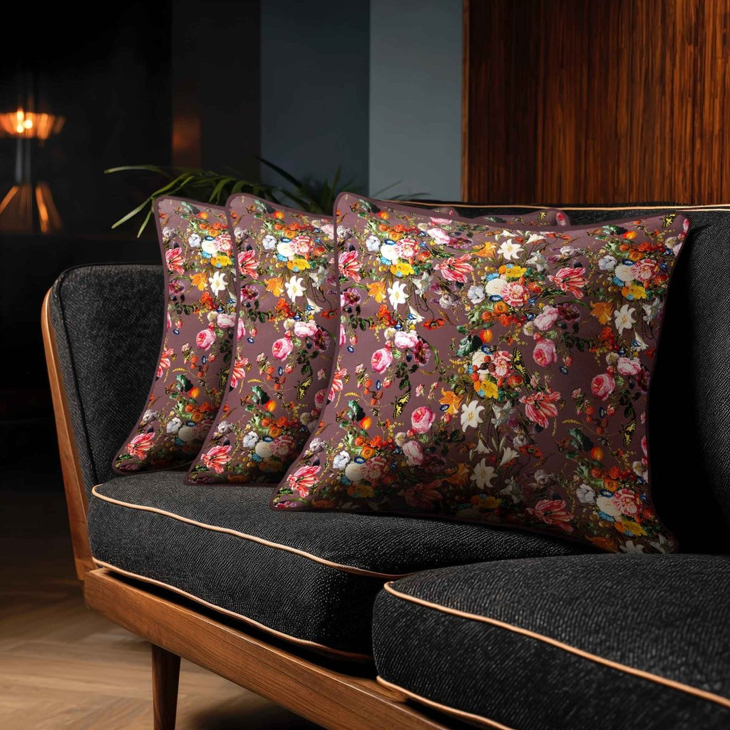 Floral Dream | Sustainable Velvet Cushion - Italian Grape 40 x 40 cm Standard by Izabela Peters