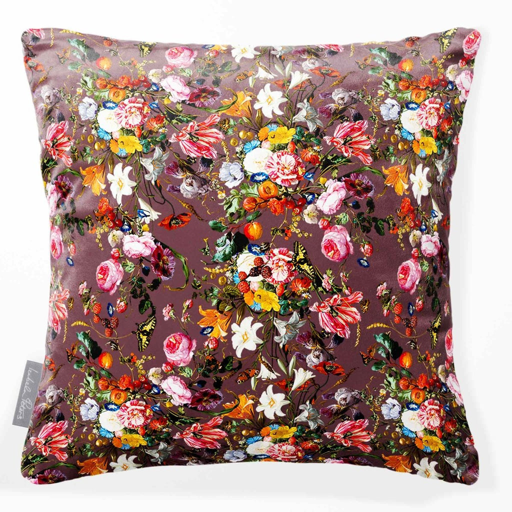 Floral Dream | Sustainable Velvet Cushion - Italian Grape 40 x 40 cm Smooth by Izabela Peters