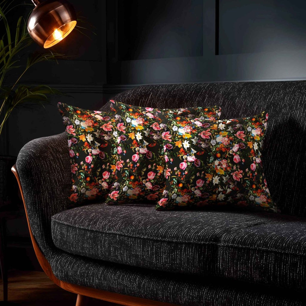 Floral Dream | Sustainable Velvet Cushion - Charcoal 40 x 40 cm Standard by Izabela Peters
