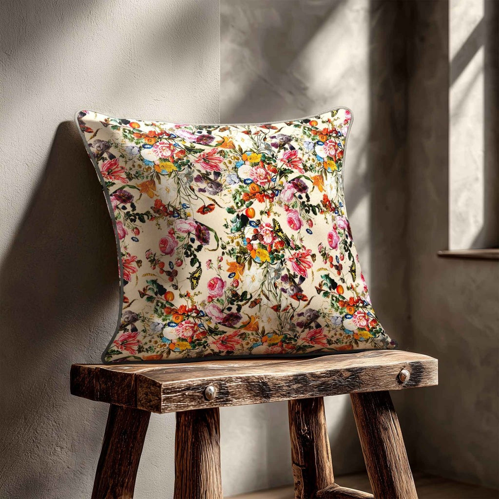 Floral Dream | Sustainable Velvet Cushion - Ivory Cream 40 x 40 cm Standard by Izabela Peters