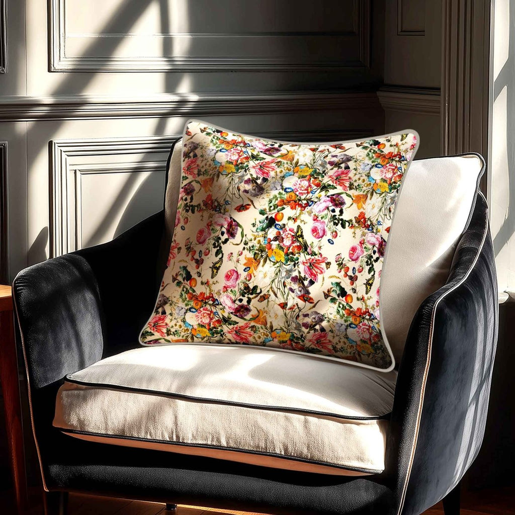 Floral Dream | Sustainable Velvet Cushion - Ivory Cream 40 x 40 cm Standard by Izabela Peters