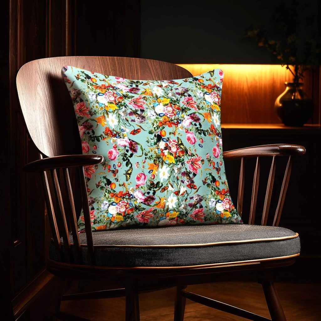 Floral Dream | Sustainable Velvet Cushion - Blue Surf 40 x 40 cm Standard by Izabela Peters