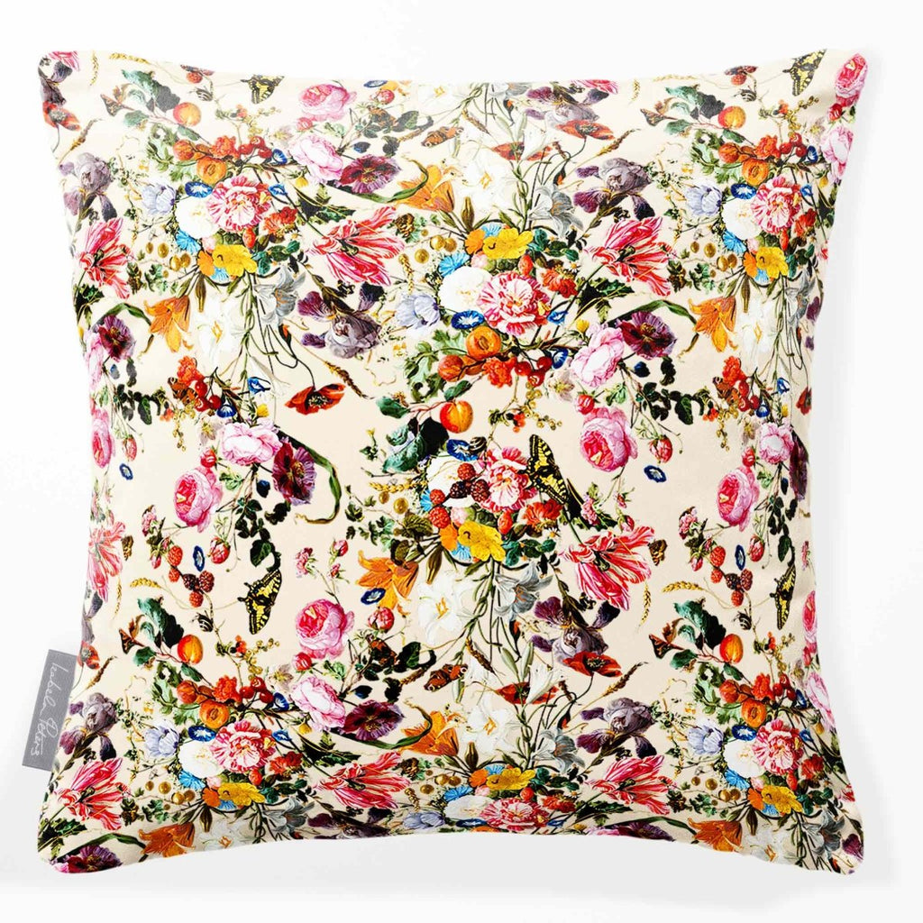 Floral Dream | Sustainable Velvet Cushion - Ivory Cream 40 x 40 cm Smooth by Izabela Peters