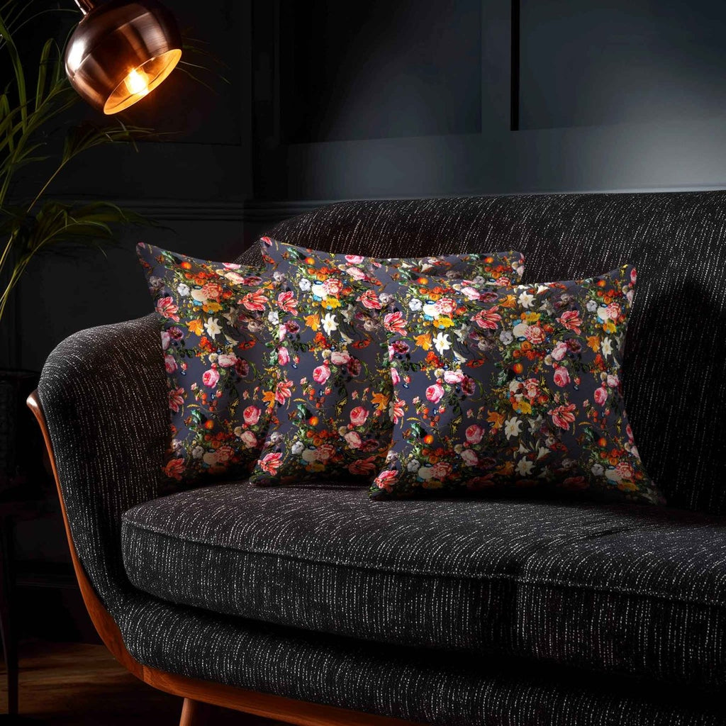 Floral Dream | Sustainable Velvet Cushion - Graphite 40 x 40 cm Standard by Izabela Peters