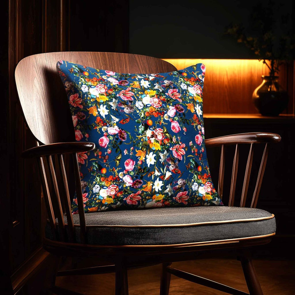 Floral Dream | Sustainable Velvet Cushion - Estate Blue 40 x 40 cm Standard by Izabela Peters