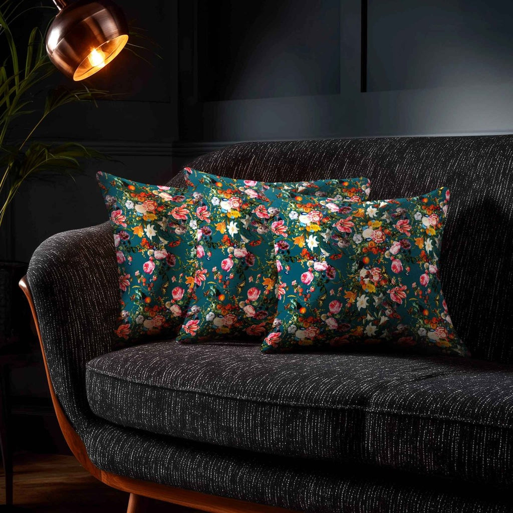 Floral Dream | Sustainable Velvet Cushion - Teal 40 x 40 cm Standard by Izabela Peters