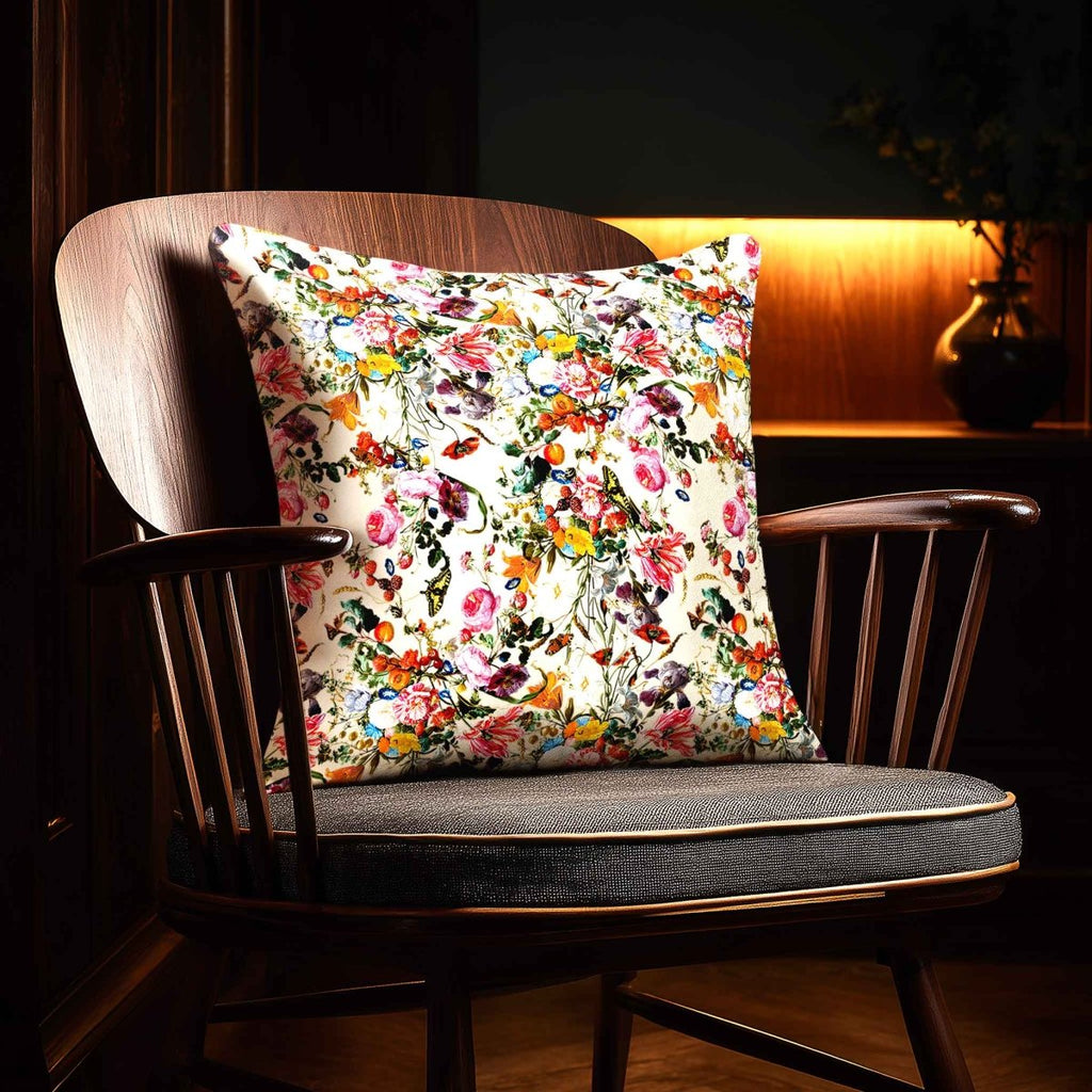 Floral Dream | Sustainable Velvet Cushion - Ivory Cream 40 x 40 cm Standard by Izabela Peters