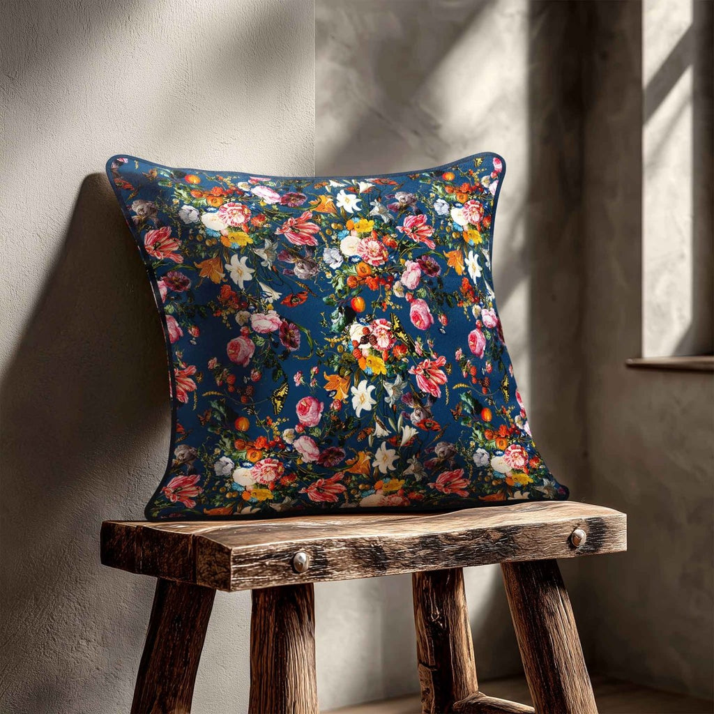 Floral Dream | Sustainable Velvet Cushion - Estate Blue 40 x 40 cm Standard by Izabela Peters