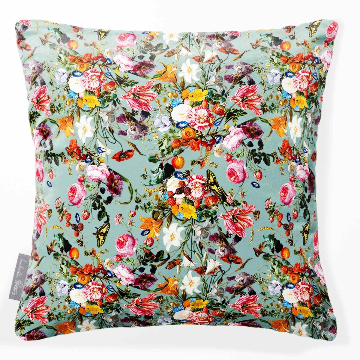 Floral Dream | Sustainable Velvet Cushion - Blue Surf 40 x 40 cm Smooth by Izabela Peters