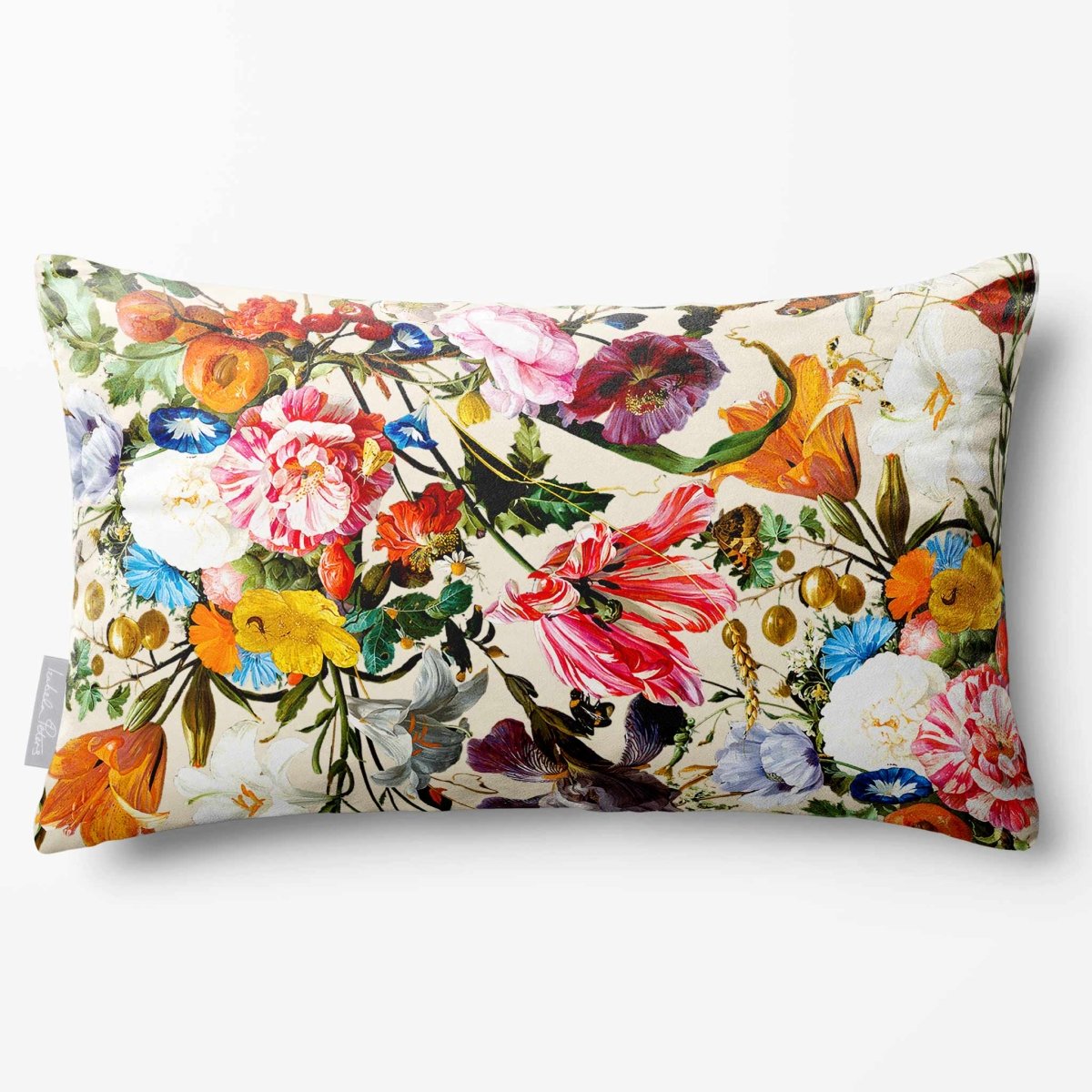 Floral Dream | Sustainable Velvet Rectangle Cushion - Ivory Cream 50 x 30 cm Standard by Izabela Peters