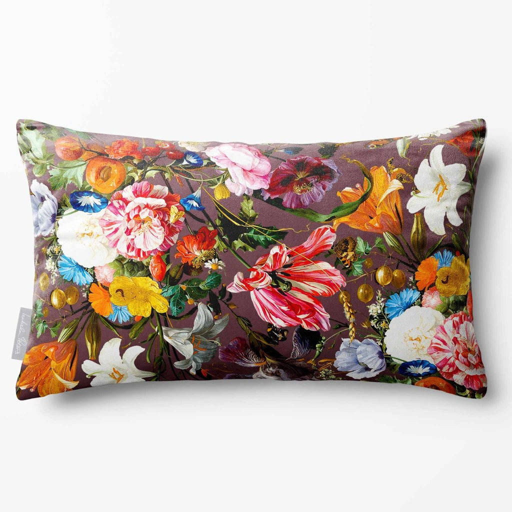 Floral Dream | Sustainable Velvet Rectangle Cushion - Italian Grape 50 x 30 cm Standard by Izabela Peters
