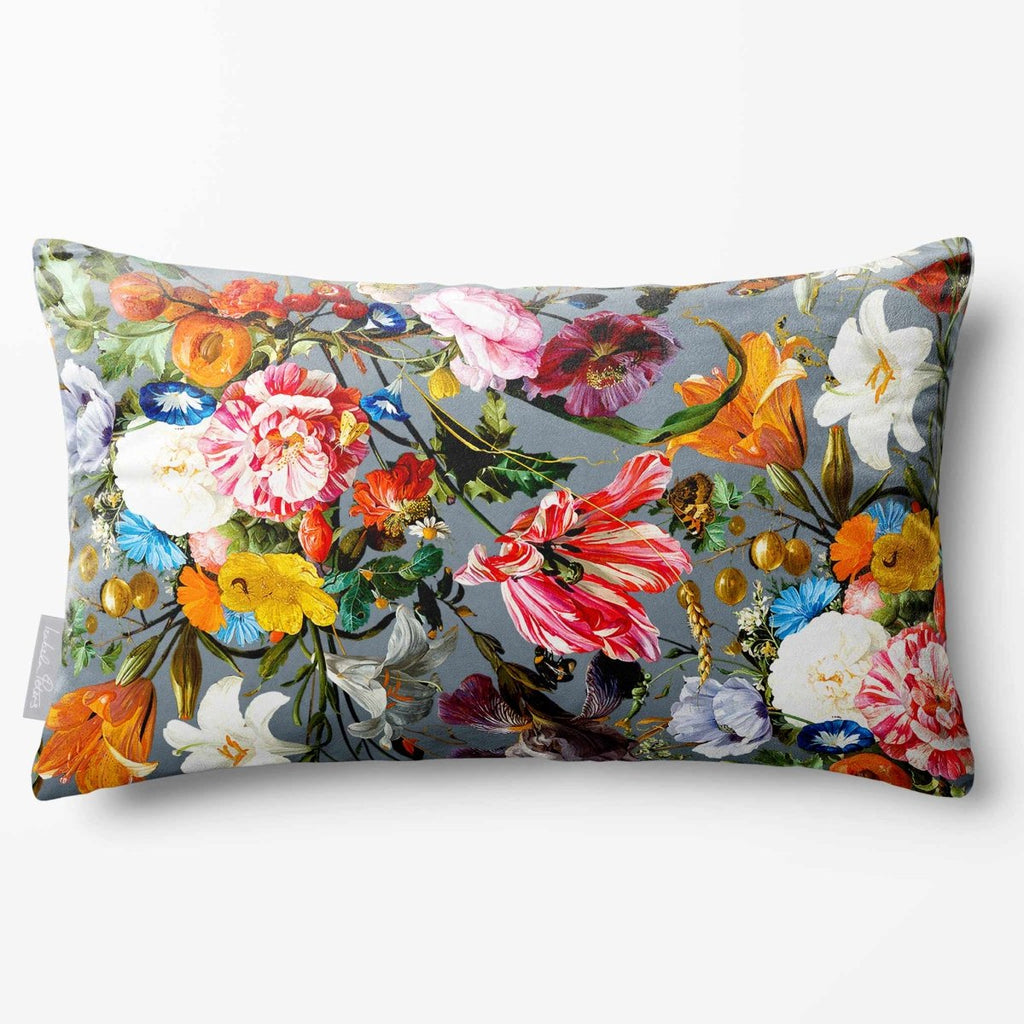 Floral Dream | Sustainable Velvet Rectangle Cushion - French Grey 50 x 30 cm Standard by Izabela Peters