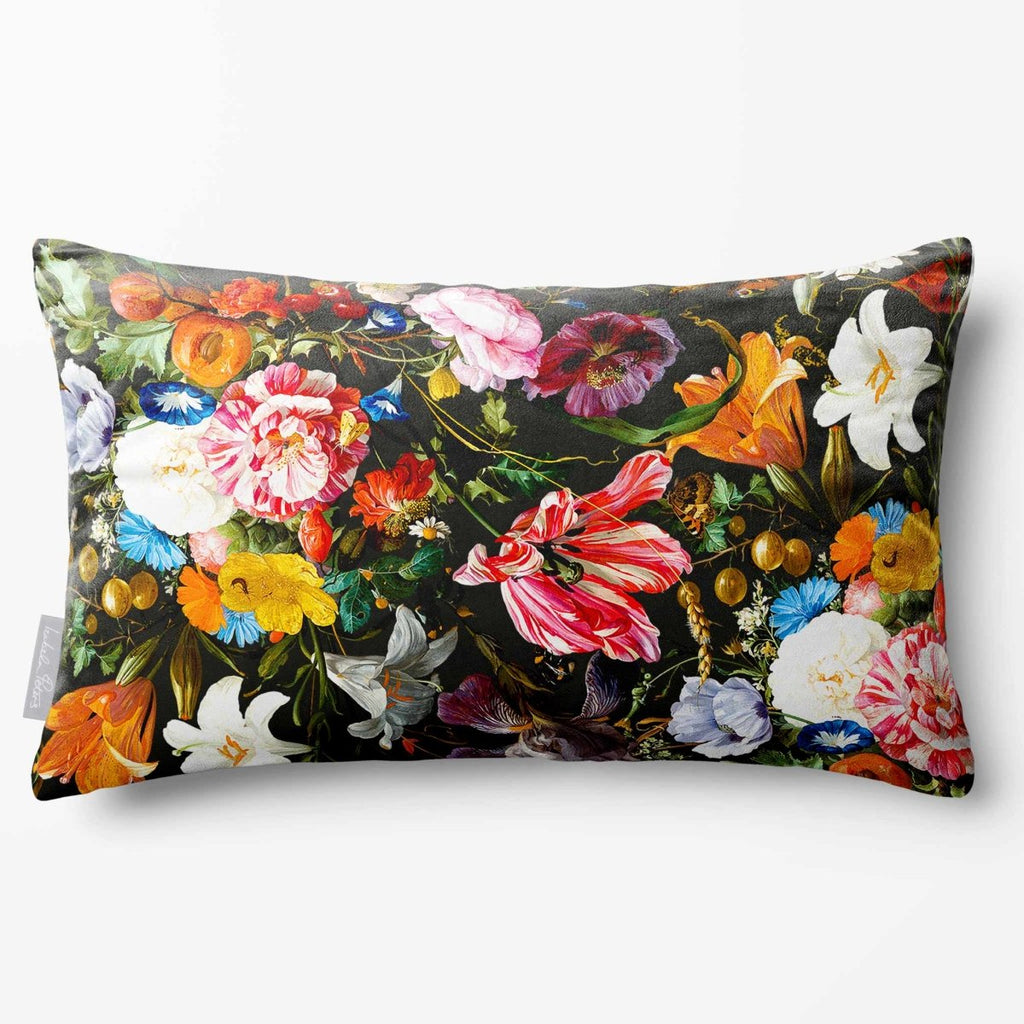 Floral Dream | Sustainable Velvet Rectangle Cushion - Charcoal 50 x 30 cm Standard by Izabela Peters