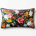 Floral Dream | Sustainable Velvet Rectangle Cushion - Charcoal 50 x 30 cm Piped by Izabela Peters