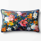 Floral Dream | Sustainable Velvet Rectangle Cushion - Estate Blue 50 x 30 cm Piped by Izabela Peters
