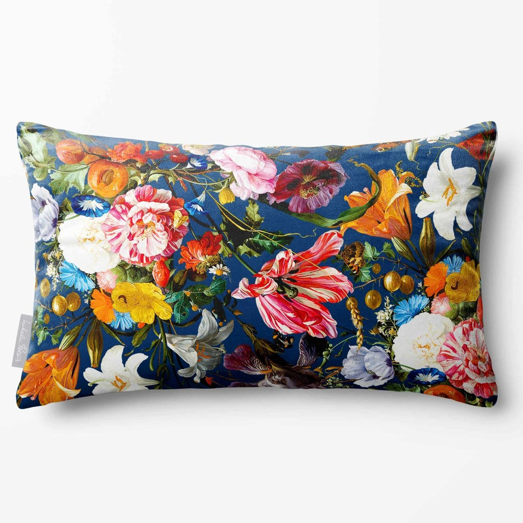 Floral Dream | Sustainable Velvet Rectangle Cushion - Estate Blue 50 x 30 cm Standard by Izabela Peters
