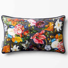 Floral Dream | Sustainable Velvet Rectangle Cushion - Graphite 50 x 30 cm Piped by Izabela Peters