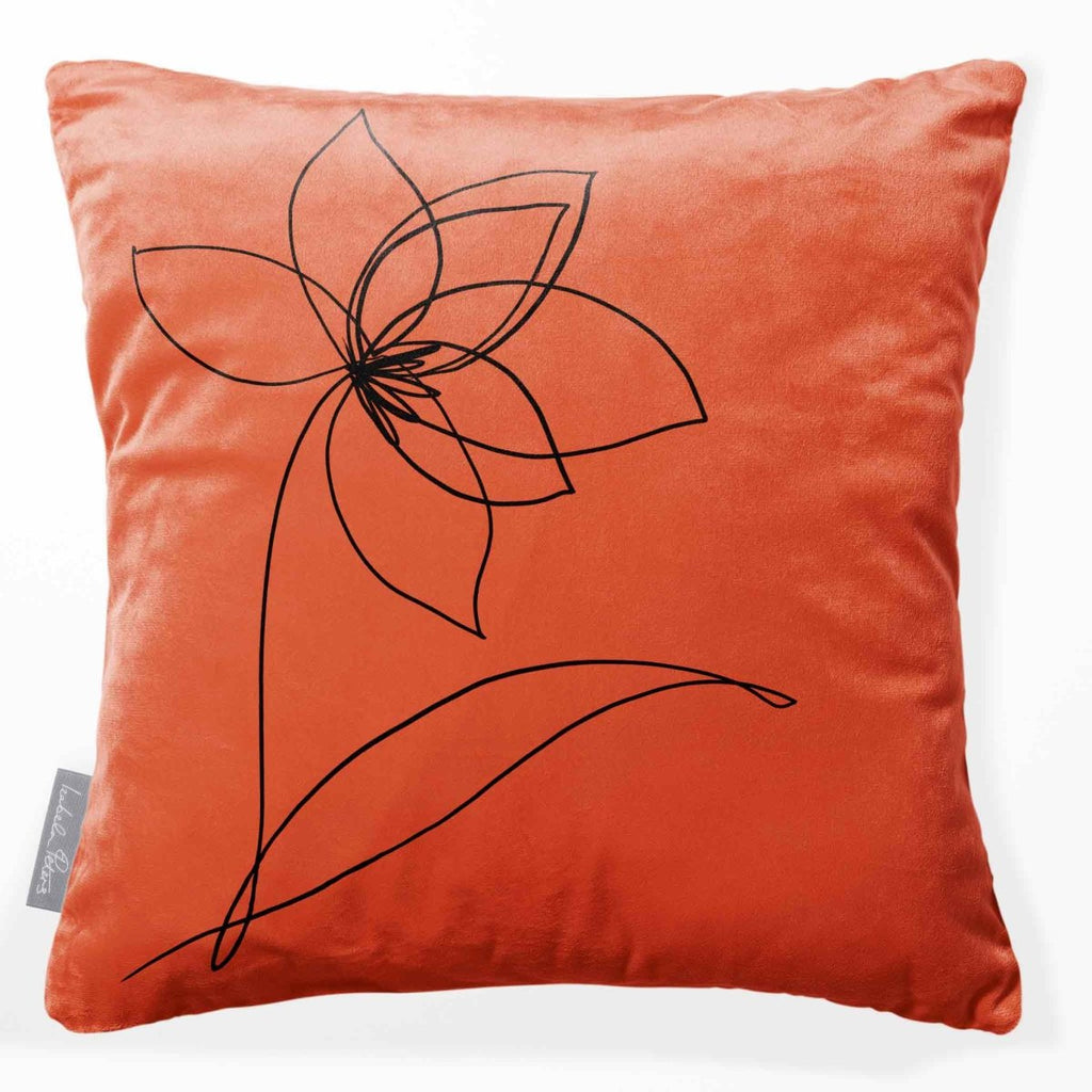 Flower | Sustainable Velvet Cushion - Burnt Ochre 40 x 40 cm Standard by Izabela Peters