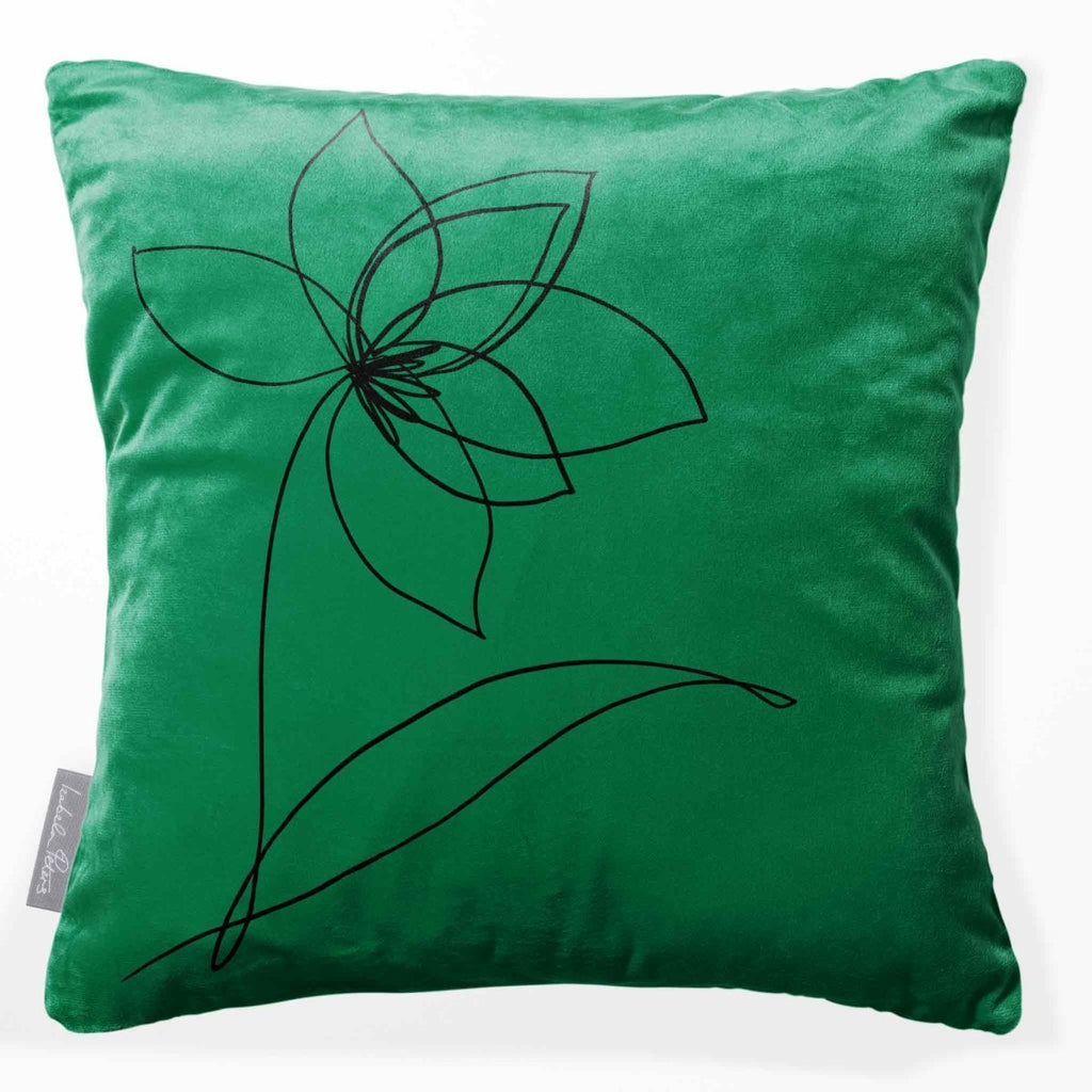 Flower | Sustainable Velvet Cushion - Emerald Green 40 x 40 cm Standard by Izabela Peters