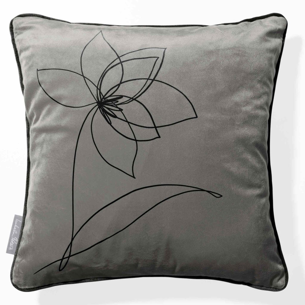 Flower | Sustainable Velvet Cushion - Beluga 40 x 40 cm Piped by Izabela Peters