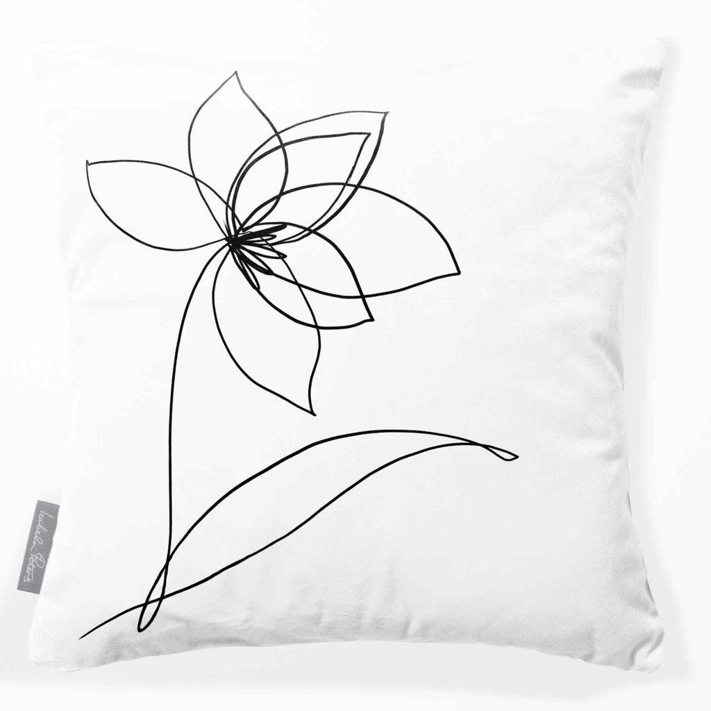 Flower | Sustainable Velvet Cushion - White & Black 40 x 40 cm Standard by Izabela Peters