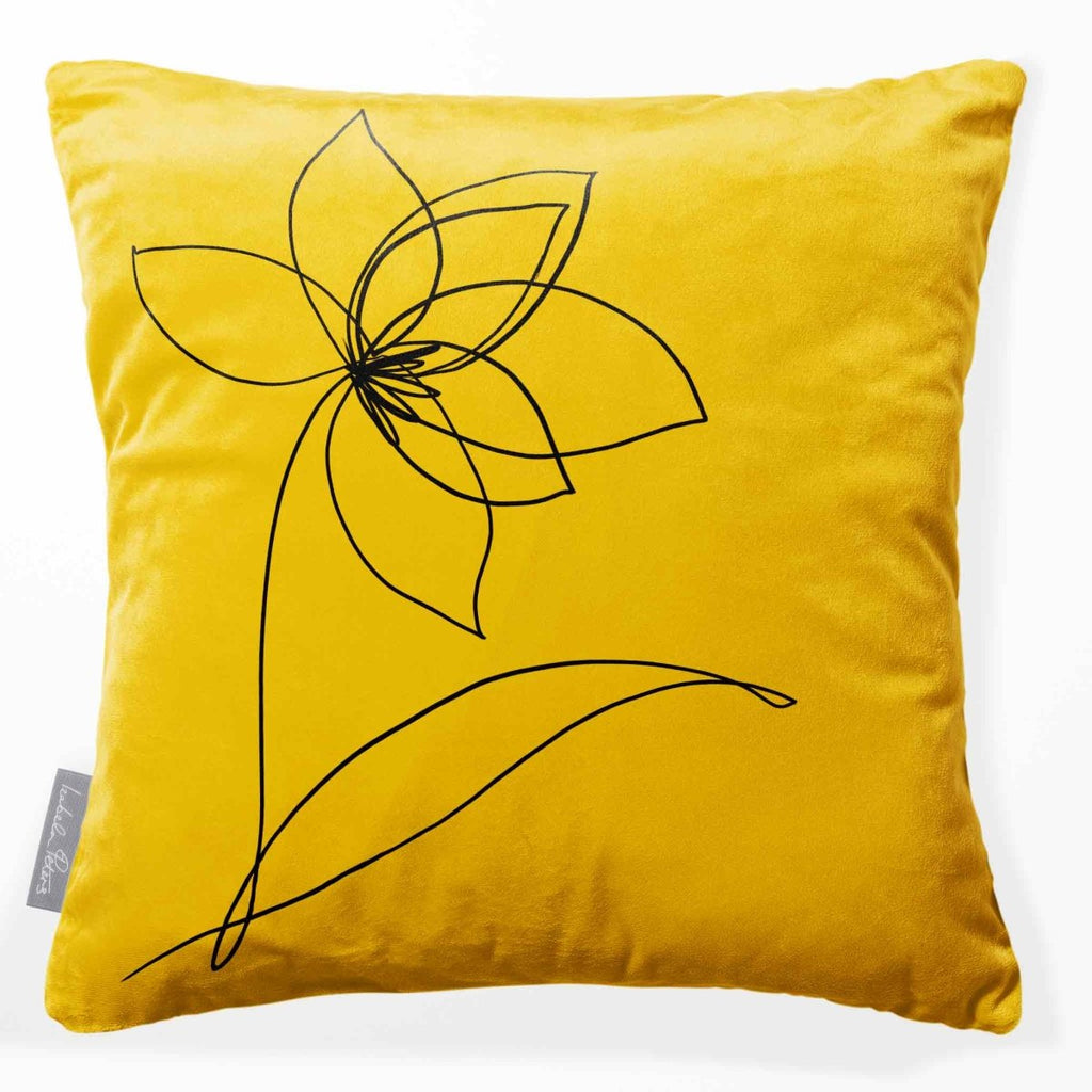 Flower | Sustainable Velvet Cushion - Mustard Ochre 40 x 40 cm Standard by Izabela Peters