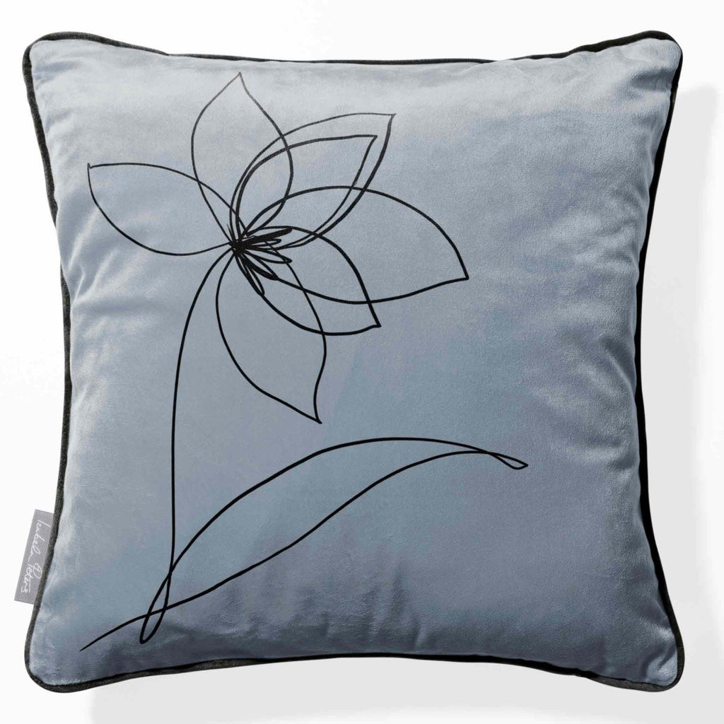 Flower | Sustainable Velvet Cushion - French Grey 40 x 40 cm Piped by Izabela Peters