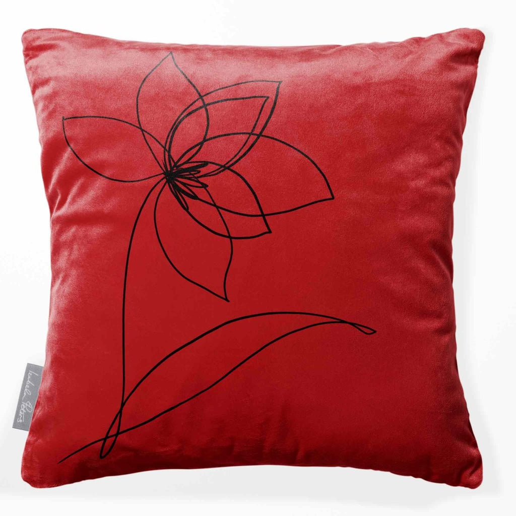 Flower | Sustainable Velvet Cushion - Crimson Muse 40 x 40 cm Standard by Izabela Peters