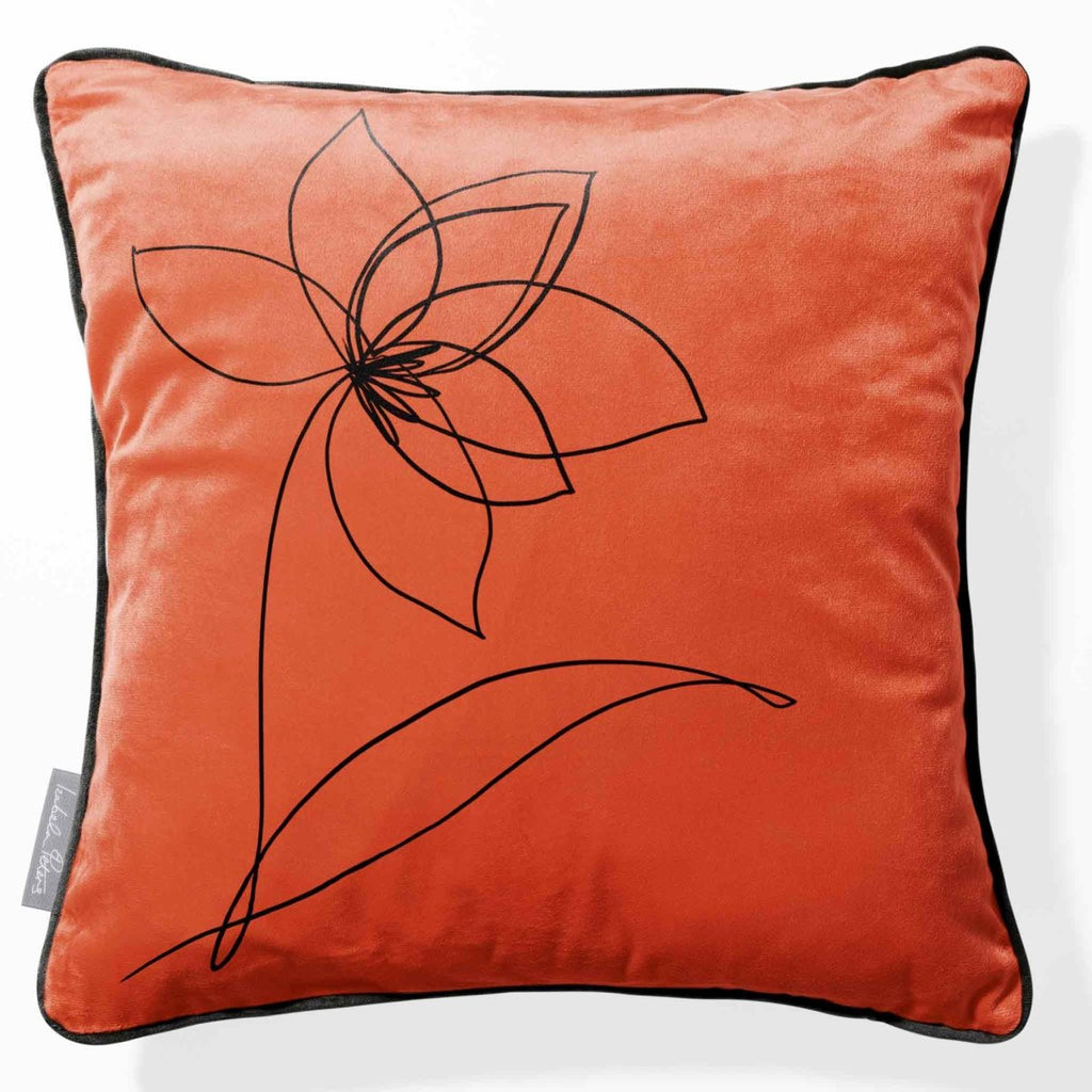 Flower | Sustainable Velvet Cushion - Burnt Ochre 40 x 40 cm Piped by Izabela Peters