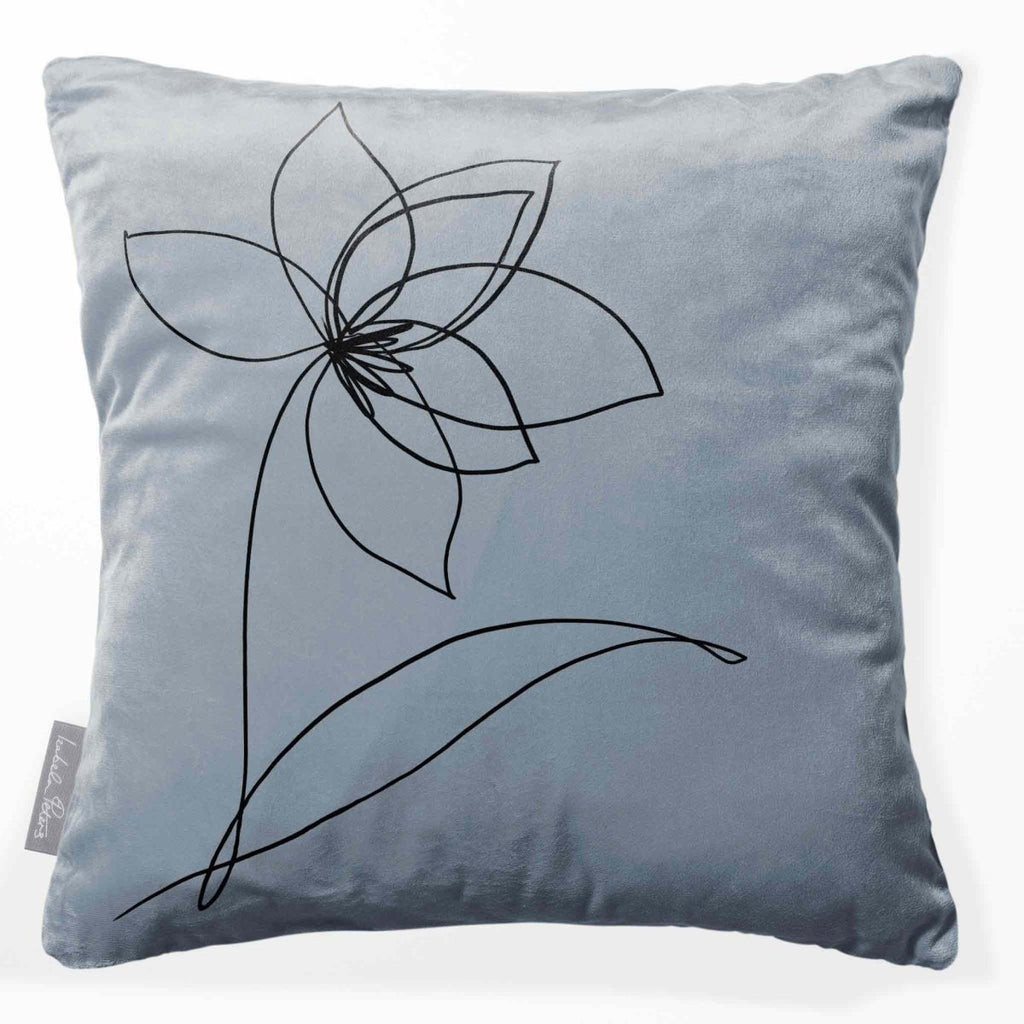 Flower | Sustainable Velvet Cushion - French Grey 40 x 40 cm Standard by Izabela Peters