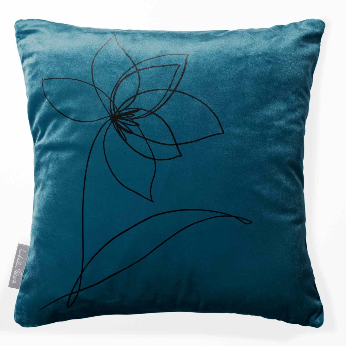 Flower | Sustainable Velvet Cushion - Petrol Blue 40 x 40 cm Standard by Izabela Peters