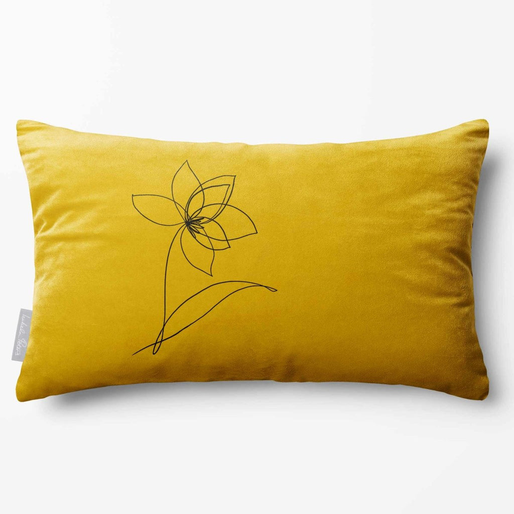 Flower | Sustainable Velvet Rectangle Cushion - Mustard Ochre 50 x 30 cm Standard by Izabela Peters